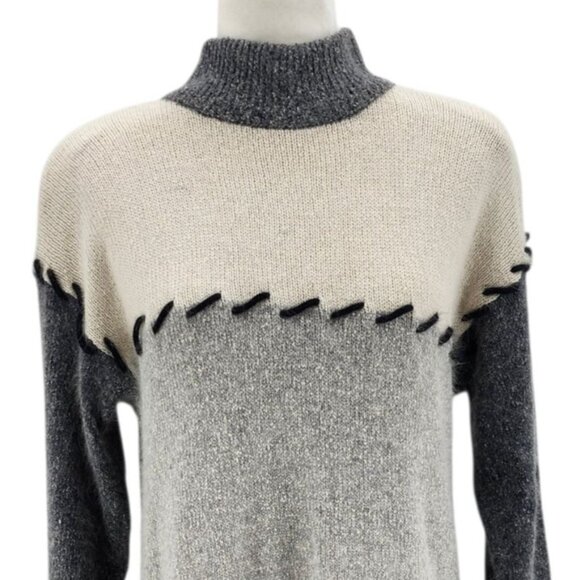 Vintage Chamonix Petite Womens PS Sweater Silk Angora Lambswool Relaxed Fit Gray - Picture 2 of 8